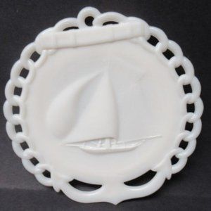 Westmoreland Milk Glass 7 1/4 Inch Ship, Tall Ship Plate - Scarce